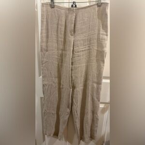 Eileen Fisher Wide Leg Linen Pants in Natural Beige